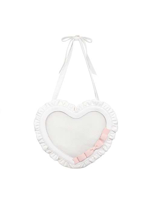 Chain Love Ballet Series Y2K Hottie Heart Shape Ruffles Quadratic Element Transparent Layer Itabag Kawaii Crossbody Bag