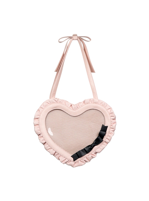 Chain Love Ballet Series Y2K Hottie Heart Shape Ruffles Quadratic Element Transparent Layer Itabag Kawaii Crossbody Bag