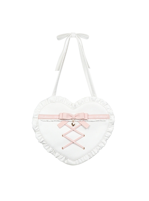 Chain Love Ballet Series Y2K Hottie Heart Shape Ruffles Quadratic Element Transparent Layer Itabag Kawaii Crossbody Bag