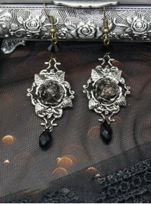 Rose Majesty Series Metallic Crystal Elegant Noble Handmade Gothic Lolita 3D Flower Earrings