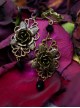 Rose Majesty Series Metallic Crystal Elegant Noble Handmade Gothic Lolita 3D Flower Earrings