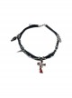 Y2K Irregular Cross Pendant Riveted Chain Wrapped Leather Dark Punk Lolita Choker Necklace