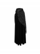 Gothic Style Exquisite Velvet Side Lace Applique Mesh With Fringe Black Mid Waist Maxi Skirt