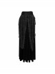 Gothic Style Exquisite Velvet Side Lace Applique Mesh With Fringe Black Mid Waist Maxi Skirt