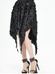 Punk Style Tattered Elastic Double-Layer Pleated Knit With Irregular Spiked Black Long Skirt