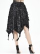 Punk Style Tattered Elastic Double-Layer Pleated Knit With Irregular Spiked Black Long Skirt