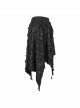 Punk Style Tattered Elastic Double-Layer Pleated Knit With Irregular Spiked Black Long Skirt