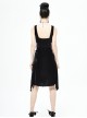 Punk Style Sexy Board Building Hollow Velvet 3d Three Dimensional Beads With Irregular Spiked Hem Black Sleeveless Dress