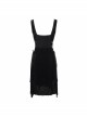 Punk Style Sexy Board Building Hollow Velvet 3d Three Dimensional Beads With Irregular Spiked Hem Black Sleeveless Dress