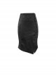 Gothic Style Exquisite Pattern Leather Fabric Black Slim Slit Hip Skirt