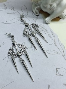 Silent Series Dark Silver Geometric Vintage Totem Cool Punk Rock Hottie Gothic Lolita Earrings