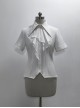 Beginning Of Advent Series Prince Style Handsome Gothic Gentleman Cravat Ouji Fashion Short Sleeves Slim Fit White Shirt