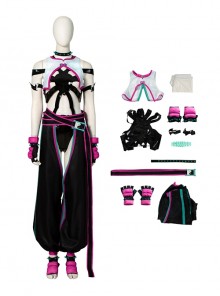 Game Street Fighter 6 Halloween Cosplay Han Juri Hollow-Out Version Costume Full Set