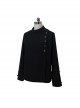 Spring Autumn Ouji Fashion Black Vintage Chinese Side Placket Elegant Prince Style Shirt Blouse Long Sleeve Top