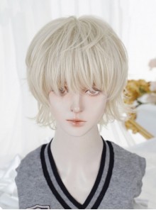 Ouji Fashion Youthful Feeling Handsome Prince Style Fluffy Light Blonde Short Hair Mullet Head Wig