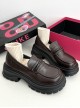 British Preppy Style Thick Bottom Height Enhancement Leather Loafers School Lolita JK Uniform Shoes