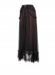 Gothic Chiffon With Exquisite And Comfortable Lining And Side Butterfly Lace Decoration Black And Red Long Skirt