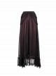 Gothic Chiffon With Exquisite And Comfortable Lining And Side Butterfly Lace Decoration Black And Red Long Skirt