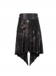 Gothic Style Vintage Corduroy Waist Stitching Leather Fake Belt Design Men's Brown Skirt