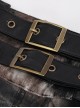 Gothic Style Vintage Corduroy Waist Stitching Leather Fake Belt Design Men's Brown Skirt