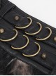 Gothic Style Vintage Corduroy Waist Stitching Leather Fake Belt Design Men's Brown Skirt