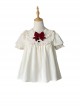 Spade Fairy Tale Series Spring Summer Cute Apricot Doll Collar 3D Bowknot Sweet Lolita Loose Puff Sleeves Shirt