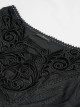 Gothic Style Elastic Dark Knitted Symmetrical Appliqué Lace Up On The Chest With Double-Breasted Black Long Sleeved Dress