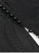 Gothic Style Elastic Dark Knitted Symmetrical Appliqué Lace Up On The Chest With Double-Breasted Black Long Sleeved Dress