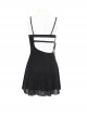 Punk Style Sexy Leopard Print Asymmetric Lace Up Black Adjustable Suspender Backless Dress