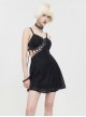 Punk Style Sexy Leopard Print Asymmetric Lace Up Black Adjustable Suspender Backless Dress