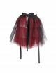 Punk Style Layered Ruffled Mesh Waist With Tie Up Black And Red Skirt