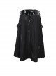 Punk Style Non Elastic Woven Stitching Patent Leather Belt Irregular Metal Buckle Decoration Men's Black Skirt