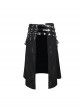 Punk Style Non Elastic Woven Stitching Patent Leather Belt Irregular Metal Buckle Decoration Men's Black Skirt