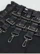 Punk Style Non Elastic Woven Stitching Patent Leather Belt Irregular Metal Buckle Decoration Men's Black Skirt