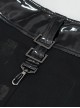 Punk Style Non Elastic Woven Stitching Patent Leather Belt Irregular Metal Buckle Decoration Men's Black Skirt