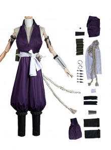 Hells Paradise Jigokuraku Anime Halloween Cosplay Yuzuriha Purple Costume Full Set