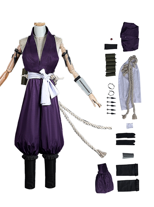 Hells Paradise Jigokuraku Anime Halloween Cosplay Yuzuriha Purple Costume Full Set