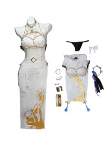 Re Life In A Different World From Zero Halloween Cosplay Rem Graceful Beauty Costume White Backless Cheongsam Full Set