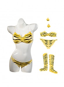 Urusei Yatsura Halloween Cosplay Lum Costume Tiger Stripe Bikini Full Set