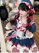 Lovely Lilith Series Fairy Tale Style Blue Red Heart Ribbon Bowknot Snow White Sweet Lolita Puff Sleeves Shirt Skirt Set