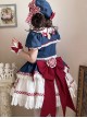 Lovely Lilith Series Fairy Tale Style Blue Red Heart Ribbon Bowknot Snow White Sweet Lolita Puff Sleeves Shirt Skirt Set