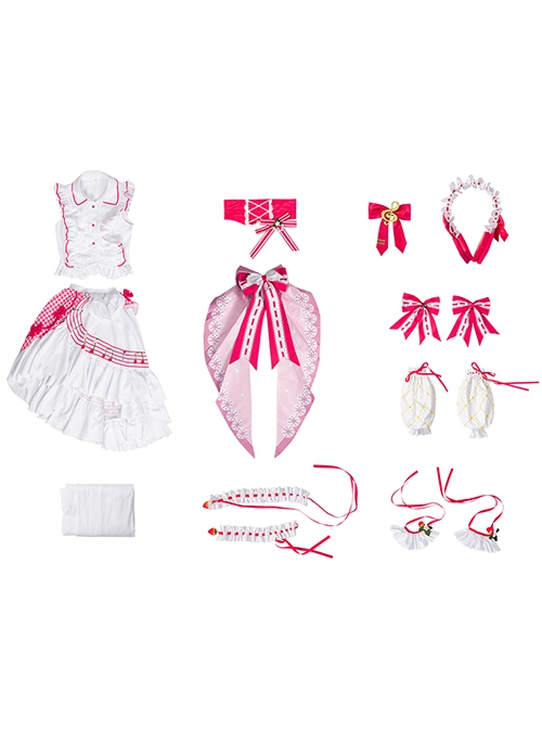 Hatsune Miku Fifteenth Anniversary Halloween Cosplay Hatsune Miku Cute Strawberry Lolita Top Skirt Costume Full Set