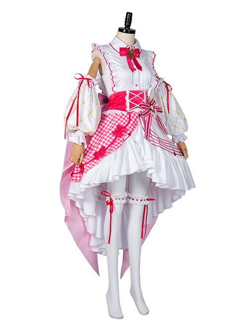 Hatsune Miku Fifteenth Anniversary Halloween Cosplay Hatsune Miku Cute Strawberry Lolita Top Skirt Costume Full Set