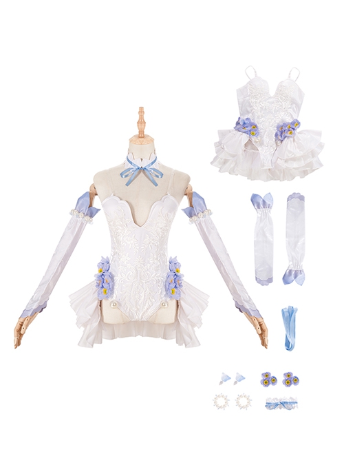 Hatsune Miku Halloween Cosplay Pink Butterfly Elf Costume White Dress Full Set