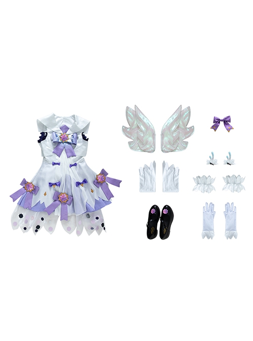 Honor Of Kings Halloween Cosplay Yao Valentine's Day Restrictions Skin Costume White Purple Dress Full Set