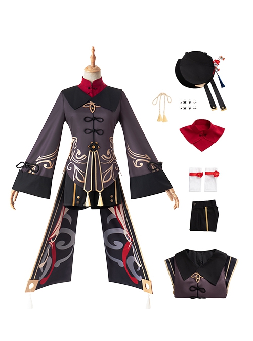 Genshin Impact Halloween Game Cosplay Hu Tao Costume Full Set