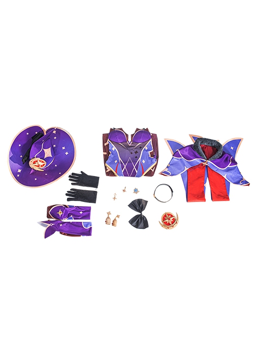 Genshin Impact Halloween Game Cosplay Astologis Mona Maggistus Costume Full Set