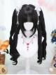 Moon Velvet Series Black Elegant Noble Lady Roman Roll Dual Horsetail Tiger Mouth Clip Sweet Lolita Wig