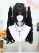 Moon Velvet Series Black Elegant Noble Lady Roman Roll Dual Horsetail Tiger Mouth Clip Sweet Lolita Wig