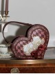 Ribbon Bowknot Rabbit Tea Party Burgundy Checkerboard Sweet Lolita Wine Red Heart-Shaped Handbag